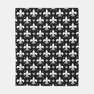 Black Fleur-de-lis Pattern Design Fleece Blanket