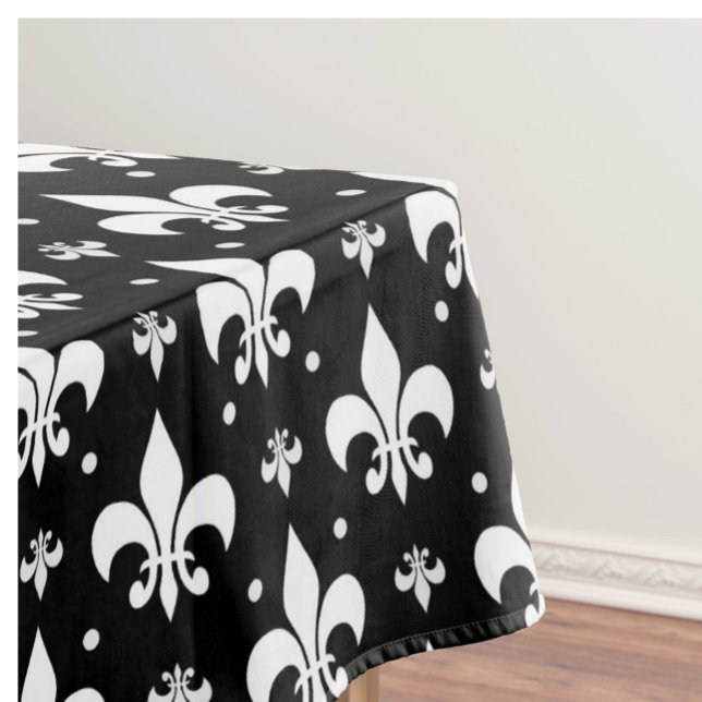 Black Fleur-de-lis Pattern Design  Tablecloth (Creator Uploaded)
