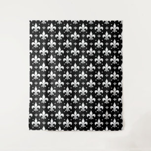 Black Fleur-de-lis Pattern Design  Tapestry