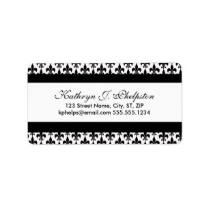 Black Fleur-de-lis Personalised Address Label