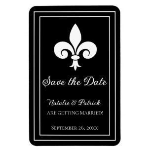 Black Fleur de Lis Save the Date Magnet