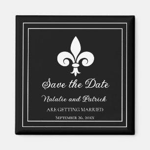 Black Fleur de Lis Save the Date Magnet