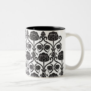 Black Fleur-de-Lis Two-Tone Coffee Mug