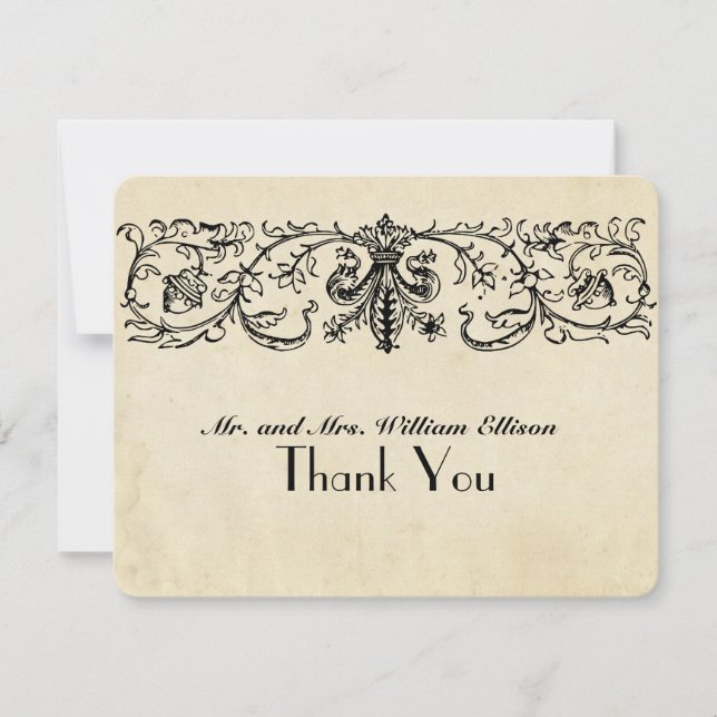 Black Fleur Personalised Thank You Notes (Front)