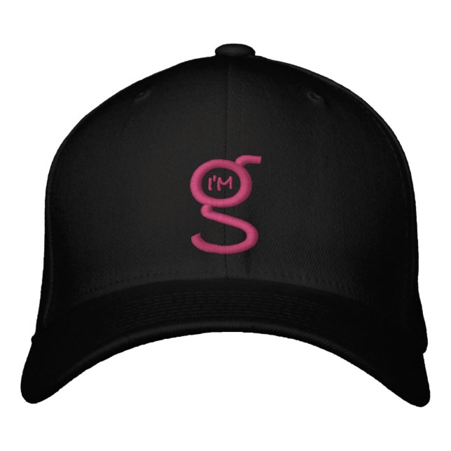 Black Flex Fit Cap w Pink Embroidered Logo (Front)