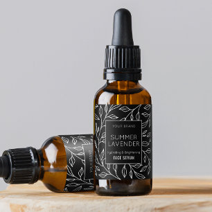 Black Floral 1 OZ Skincare Dropper Bottle Label
