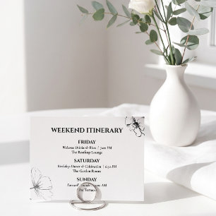 Black Floral 30th Birthday Weekend Itinerary Enclosure Card
