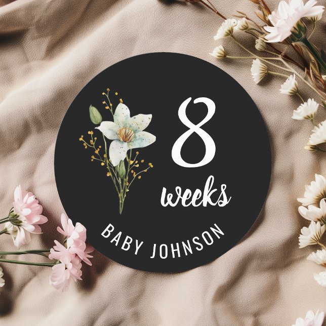 Black Floral 8-9 Weeks Pregnancy Milestone Sign (Creator Uploaded)