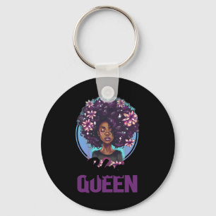 Black Floral Afro Hair Black Queen Magic Black His Key Ring