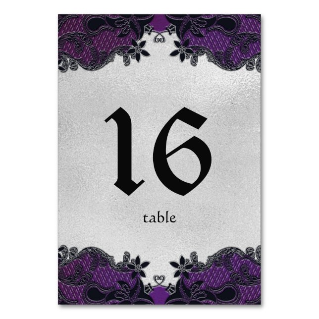 Black Floral and Purple  Table Number (Front)