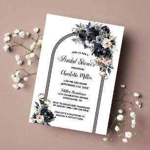 Black Floral Arch Bridal Shower Invitation