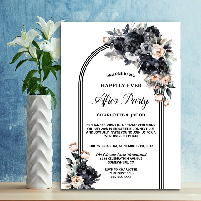 Black Floral Arch Wedding After Party Invitation (Creator Uploaded)