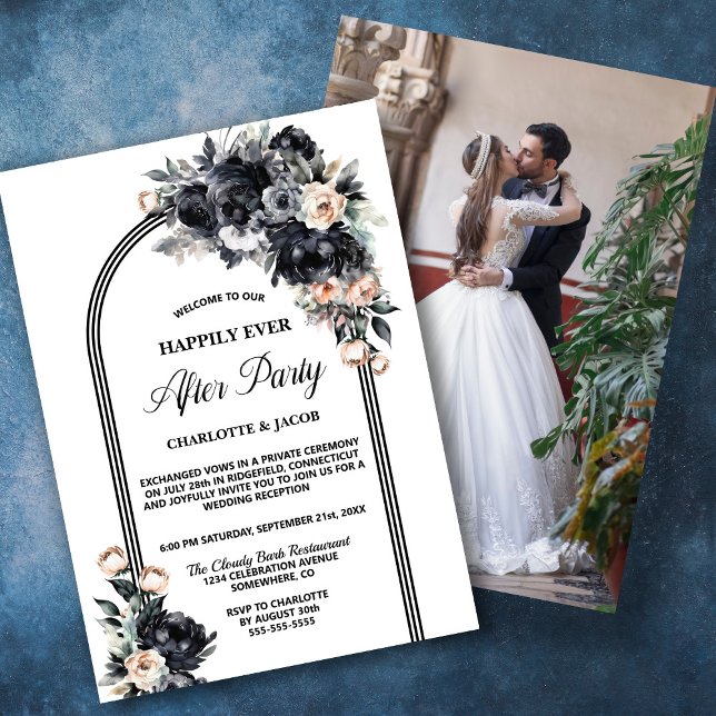 Black Floral Arch Wedding After Party Invitation (Creator Uploaded)
