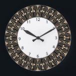 Black Floral Art Deco Large Clock<br><div class="desc">Black intricate lace art deco inspired radial design with black numbers and white face. Can be customised by changing the background accenting colour.</div>