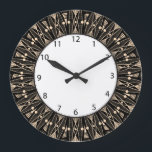 Black Floral Art Deco Large Clock<br><div class="desc">Black intricate lace art deco inspired radial design with black numbers and white face. Can be customised by changing the background accenting colour.</div>