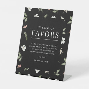 Black Floral Botanical Wedding In Lieu of Favours Pedestal Sign