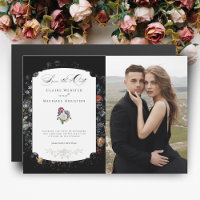 Black Floral Calligraphy/Photo Save the Date
