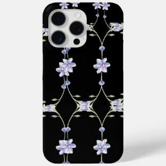 Black floral iPhone 15 pro max case