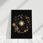 Black Floral Celestial Boho Wall Art<br><div class="desc">This Black Floral Celestial Boho Wall Art features Moon phases,  a floral circle,  the Sun,  and Stars,  and vintage flowers. This art is perfect for bohemian homes.</div>