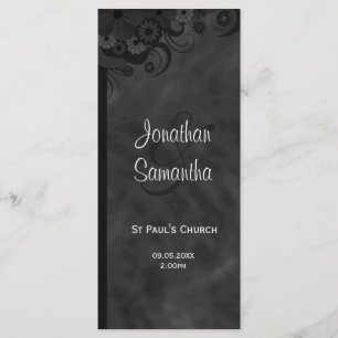 Black Floral Chalkbaord Goth Wedding Programs