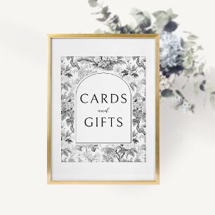 Black Floral Chinoiserie Wedding Cards And Gifts Poster