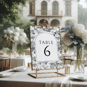 Black Floral Chinoiserie Wedding Table Number