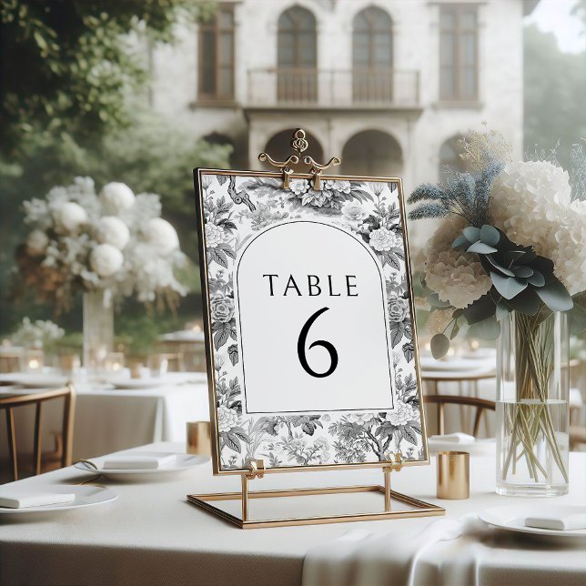 Black Floral Chinoiserie Wedding Table Number (Creator Uploaded)