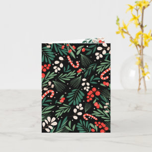 Black floral christmas card
