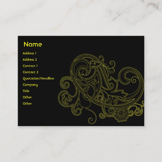 Black Floral - Chubby Business Card (Front)
