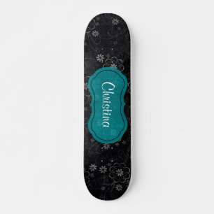 Black Floral Comp Skateboard