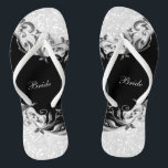 Black Floral & Confetti Glitter | Wedding Thongs<br><div class="desc">Bridal Party Flop Shoes ready for you to personalise. 💗This Product is 100% Customisable. Graphics and/or text can be added, deleted, moved, resized, changed around, rotated, etc... ✔(just by clicking on the "EDIT DESIGN" area) ⭐99% of my designs in my store are done in layers. This makes it easy for...</div>