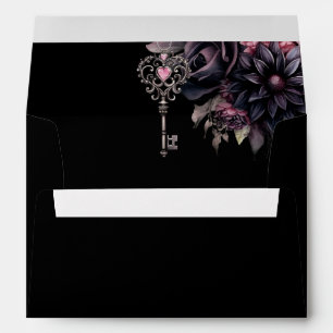 Black Floral Dark Gothic Wedding Envelope