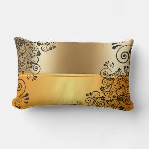 Black floral decor lumbar cushion