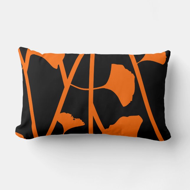 Black Floral Design with Your Choice Accent Colour Lumbar Cushion (Front)