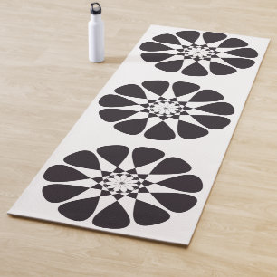 Black Floral Design Yoga Mat