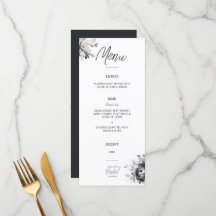 Black Floral Flat Menu