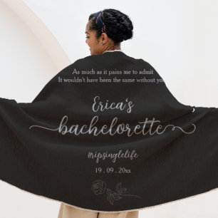 Black Floral Gothic Bachelorette Party Beach Towel