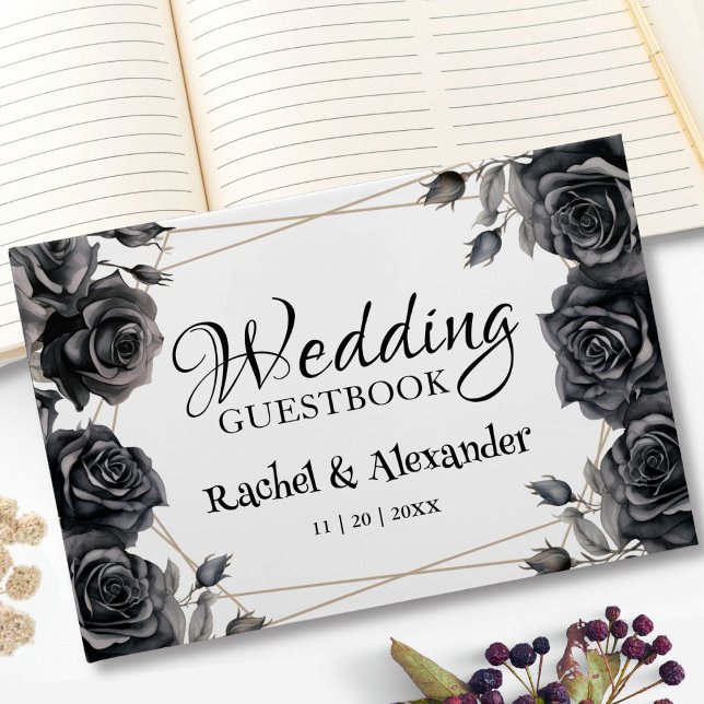 Black Floral Gothic Wedding Guest Book (Creator Uploaded)