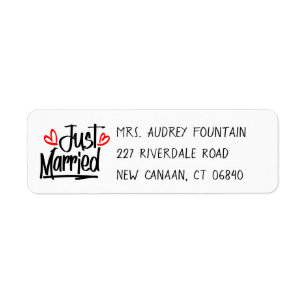 Black Floral Heart Anemone Flowers Wedding Party Return Address Label