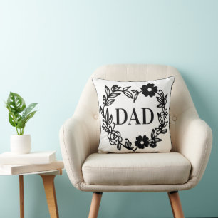 Black Floral Heart with DAD inside Cushion