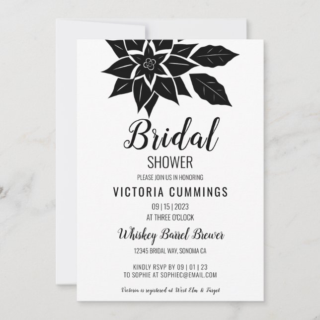 Black Floral Hibiscus Invitation (Front)