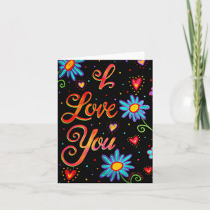 Black Floral I Love You Card
