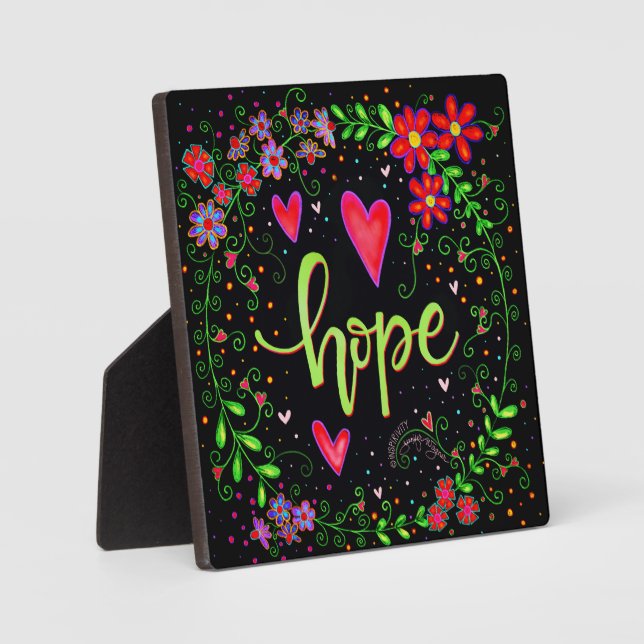 Black Floral Inspirational Hope Plaque (Front)
