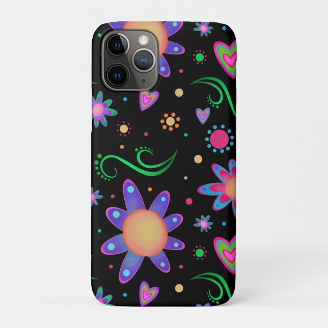 Black Floral Inspirivity Fun Cute Girly  Case-Mate iPhone Case (Back)