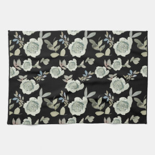 Black Floral Kitchen Towel