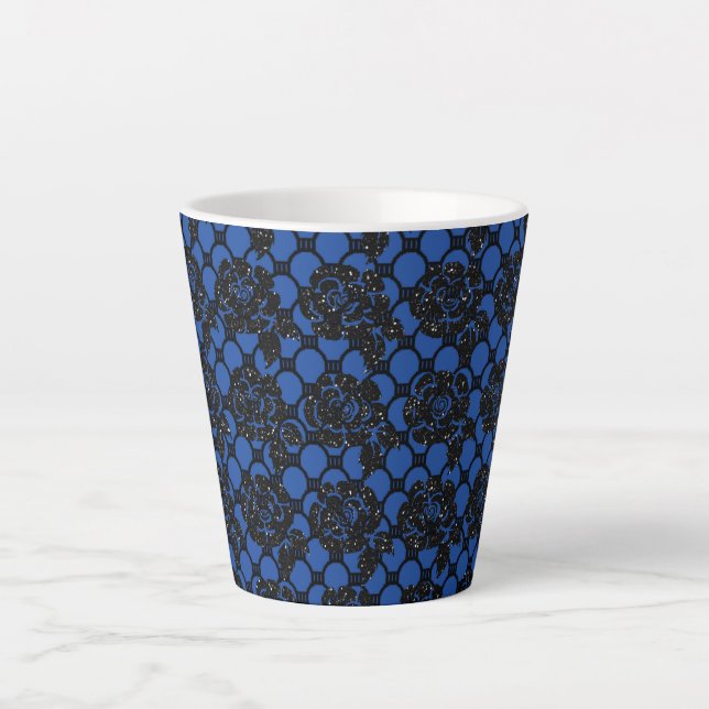 Black Floral Lace Latte Mug (Front)