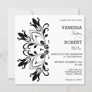Black Floral Mandala Invitation
