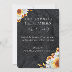 Black Floral Minimalistic Wedding Invitation