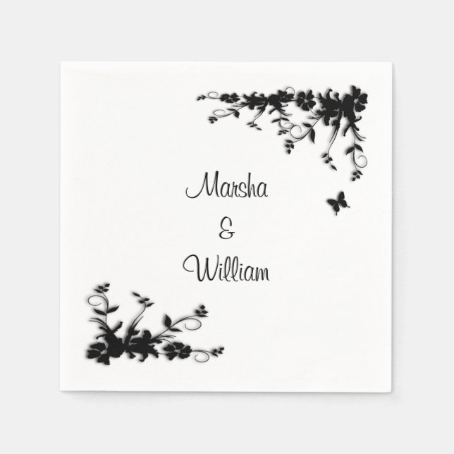 Black Floral Napkin (Front)