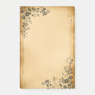 Black Floral on Old Parchment Post-it Notes